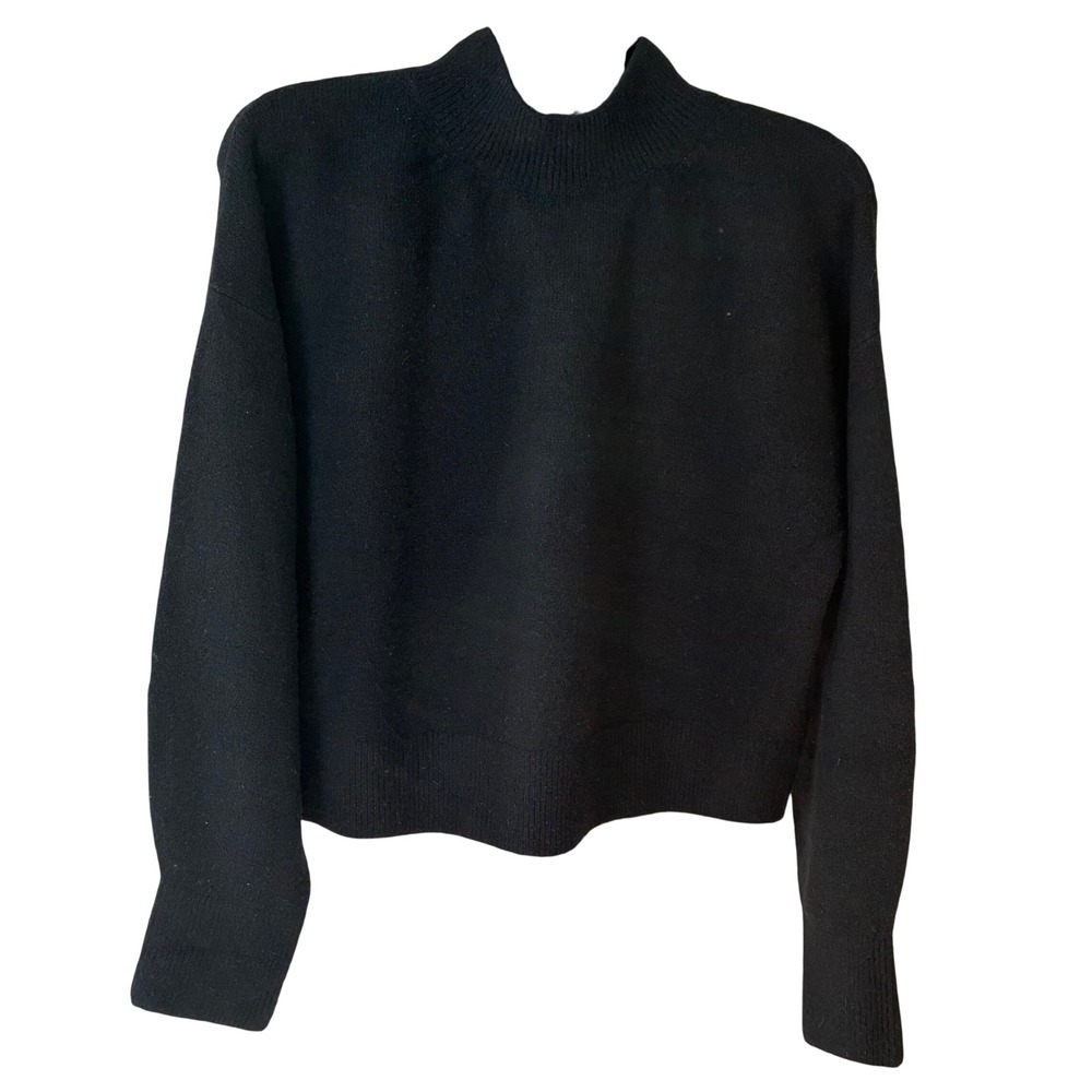 & Other‎ Stories Black Mock Neck Long Sleeve Knit Sweater Top Women's Large wool